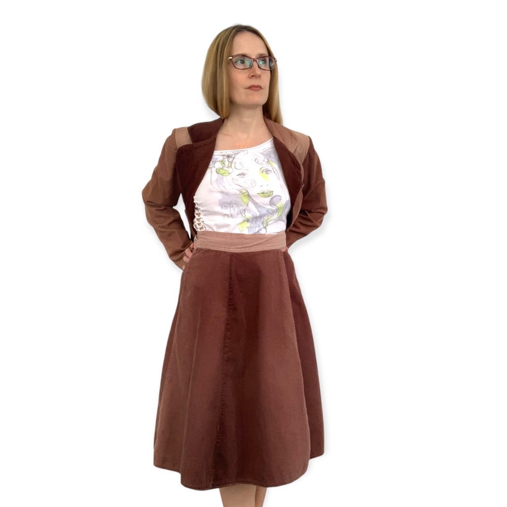 70s Corduroy Jacket and Wrap Skirt Vintage Cotton Young Timers S - Picture 6 of 11